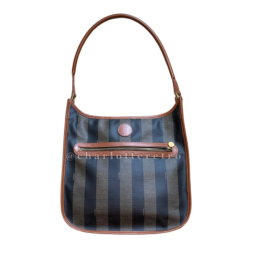 vtg Fendi Pequin Stripe Hobo Shoulder Bag